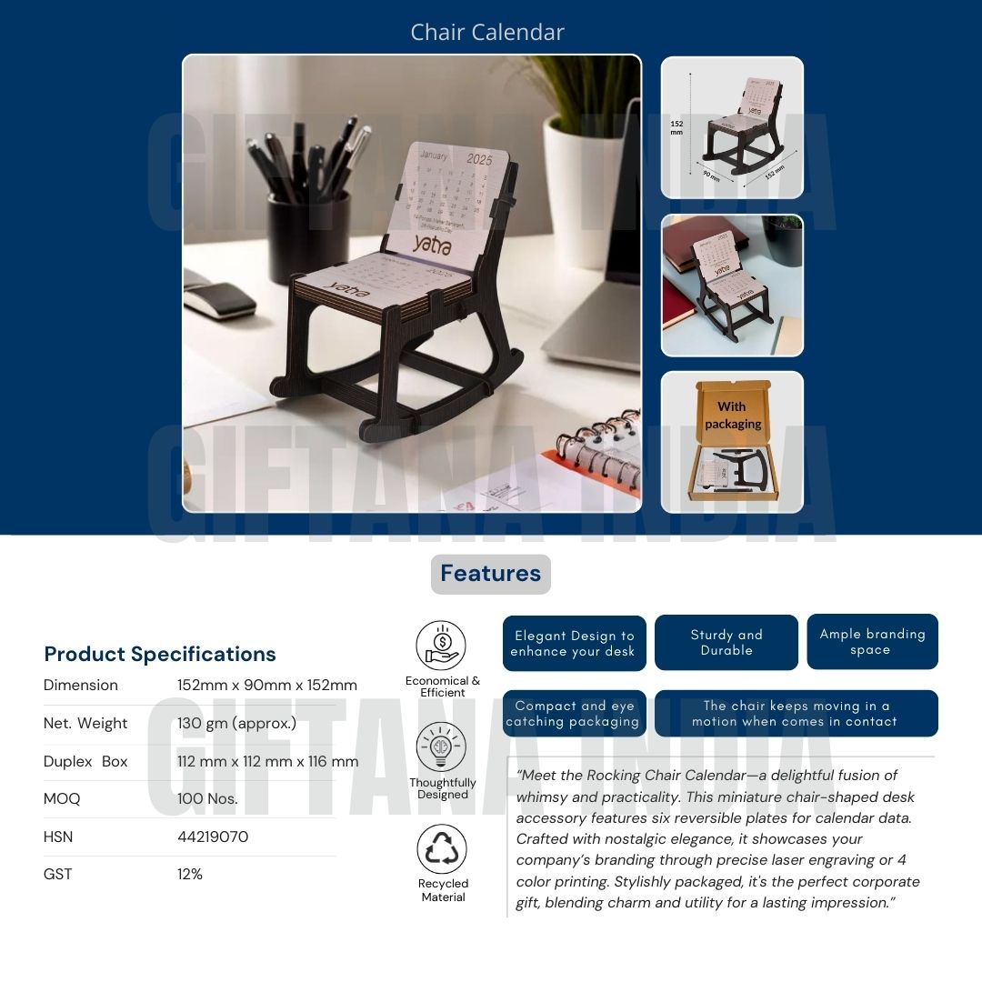 Unique Desk Calendar for Office Desk in Chair Design